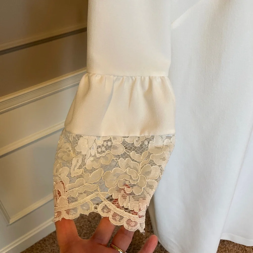 Jessica Howard NWT 14 Ivory knee length dress shift sheath lace long sleeve - Picture 2 of 7